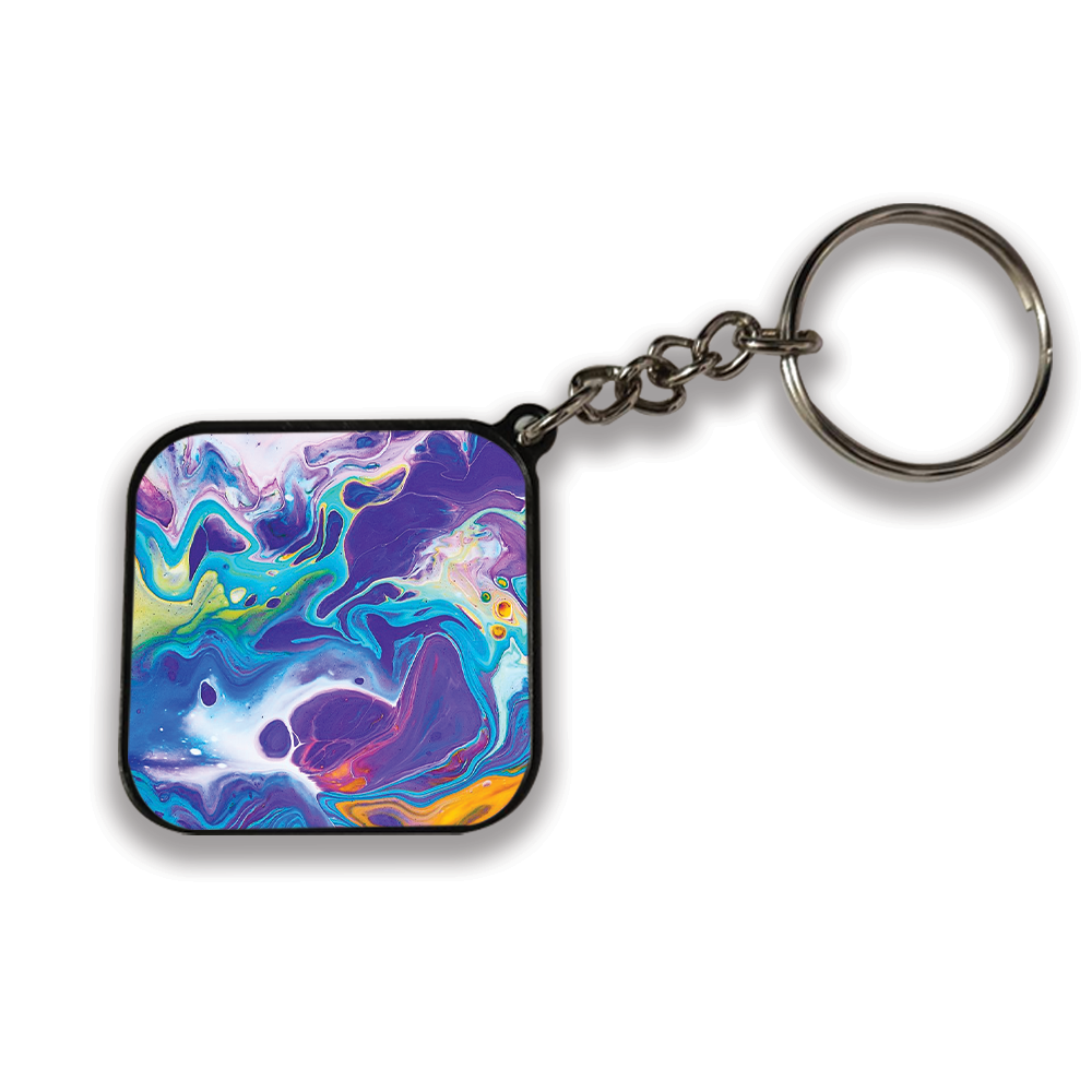 Purple And Blue Swirl - Keychain SQUARE