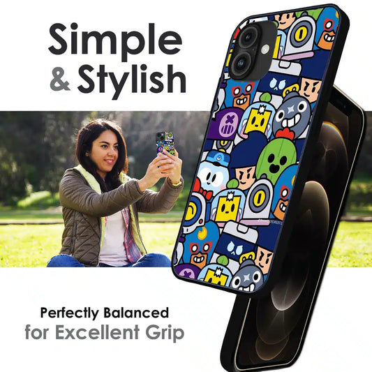 Cartoon Gamer Chaos - Glossy Metal Silicone Case For Apple iPhone Infographic