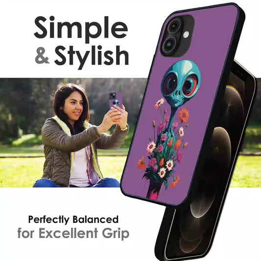 Floral Alien Fantasy - Glossy Metal Silicone Case For Apple iPhone Infographic