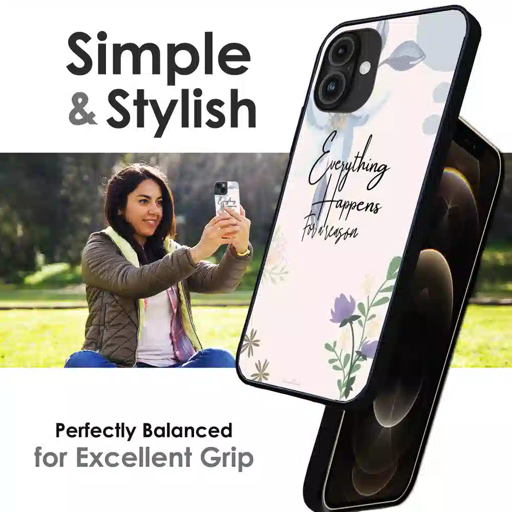 Everything Happens Quote - Glossy Metal Silicone Case For Apple iPhone Infographic
