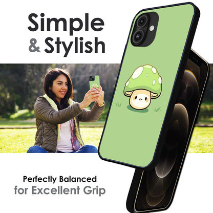 Cute Mushroom Character - Glossy Metal Silicone Case For Apple iPhone Infographic