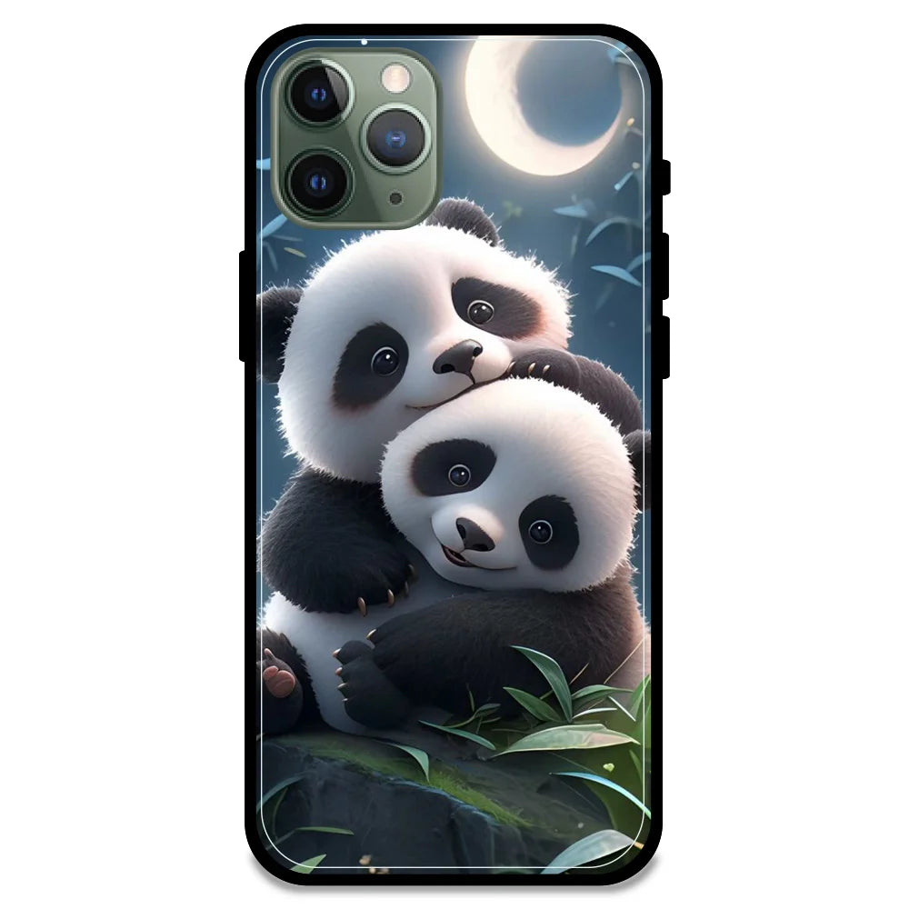 Cute Pandas - Glossy Metal Silicone Case For Apple iPhone Models