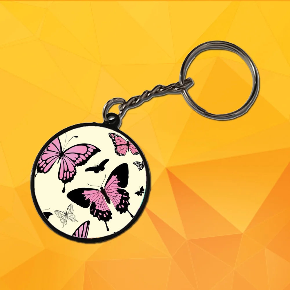 Butterfly - A Combo Of 4 Black Border Keychains