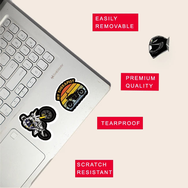 Bike Racing Stickers Pack – 41 Waterproof Motorcycle Stickers Infographic