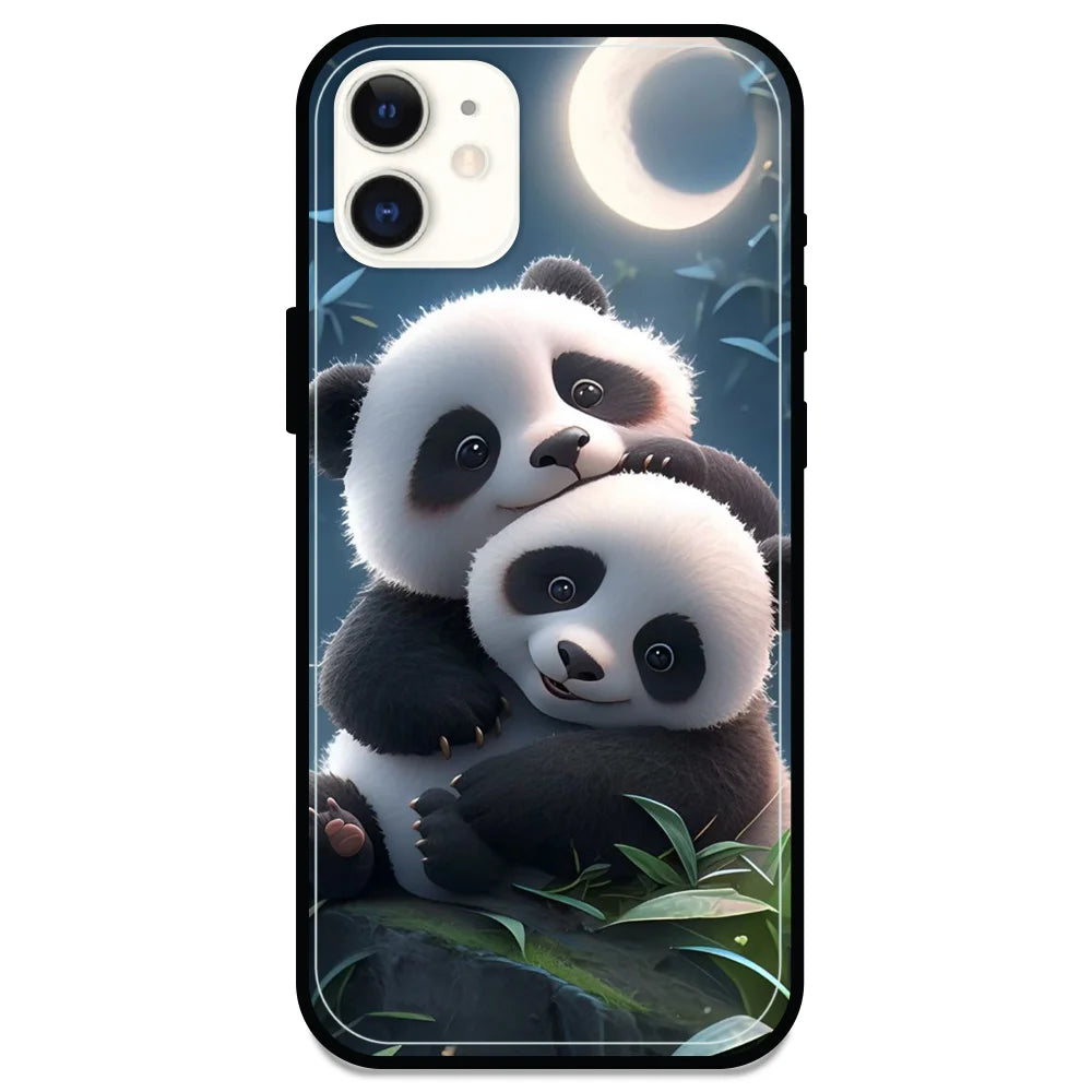 Cute Pandas - Glossy Metal Silicone Case For Apple iPhone Models