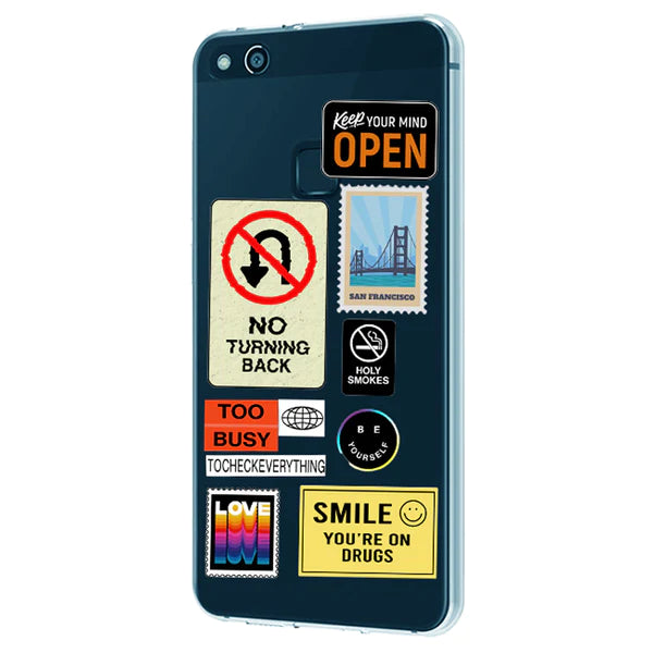 Retro Labels - Clear Printed Case For Samsung Models