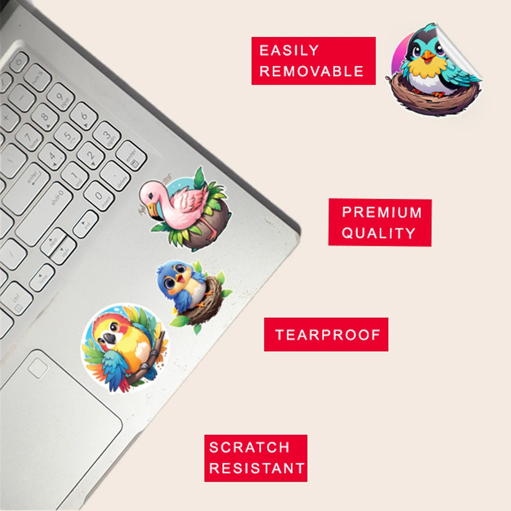 Birds 2 – 40 Waterproof Aesthetic Stickers for Phone Cases, Clear Covers, Journals, Scrapbooks & More Infographic