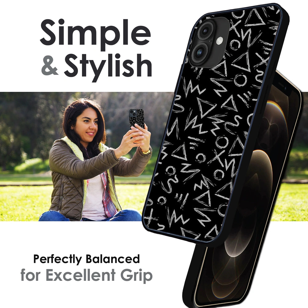 Geometric Black & White Pattern - Glossy Metal Silicone Case For Apple iPhone Infographic