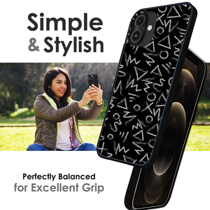 Geometric Black & White Pattern - Glossy Metal Silicone Case For Apple iPhone Infographic