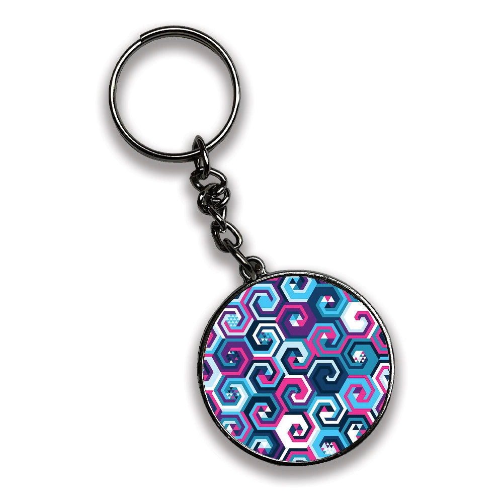 Geometric - A Combo Of 4 Silver Border Keychains