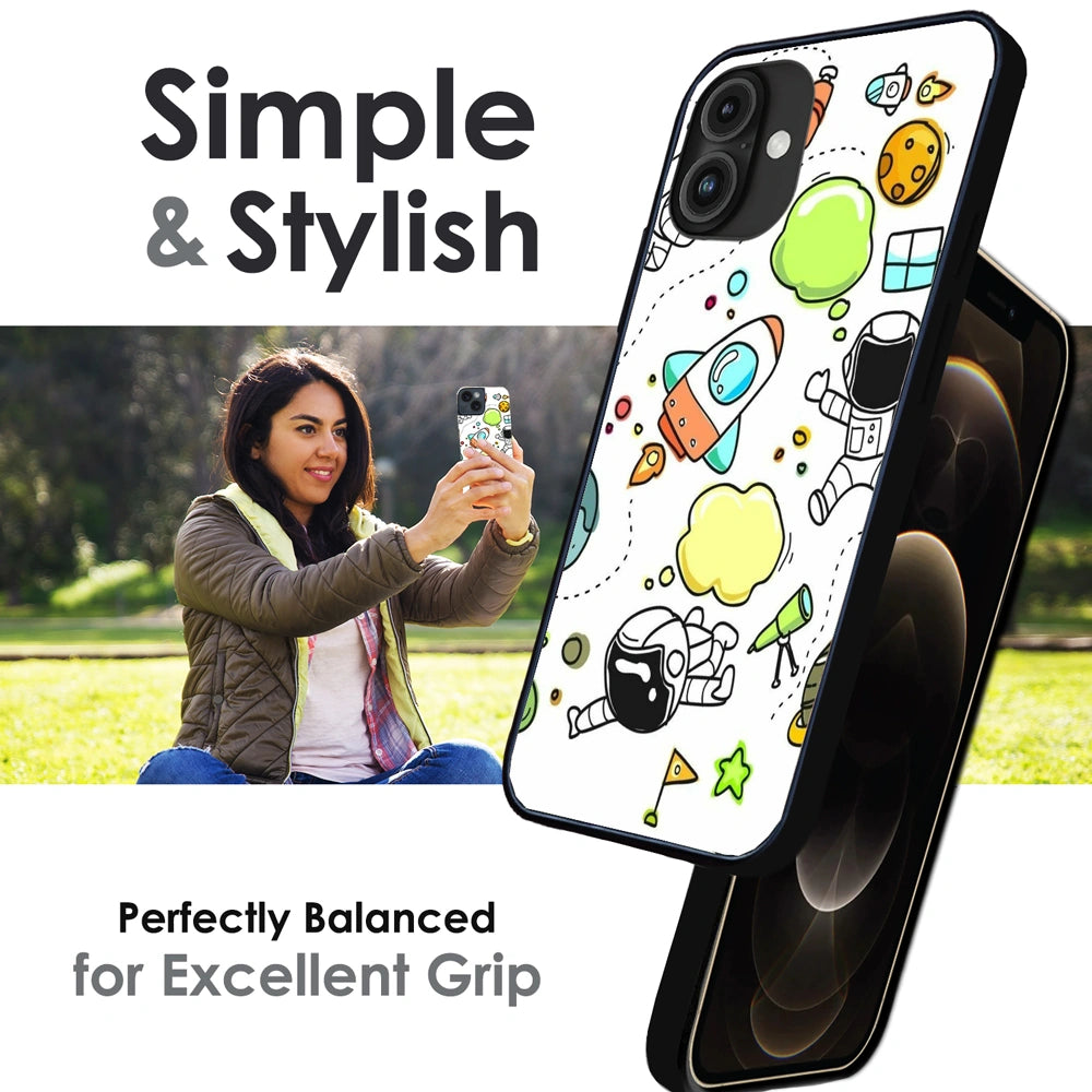 Cute Rocket & Galaxy - Glossy Metal Silicone Case For Apple iPhone Infographic