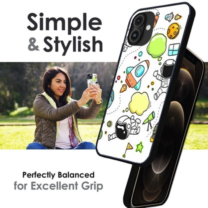 Cute Rocket & Galaxy - Glossy Metal Silicone Case For Apple iPhone Infographic