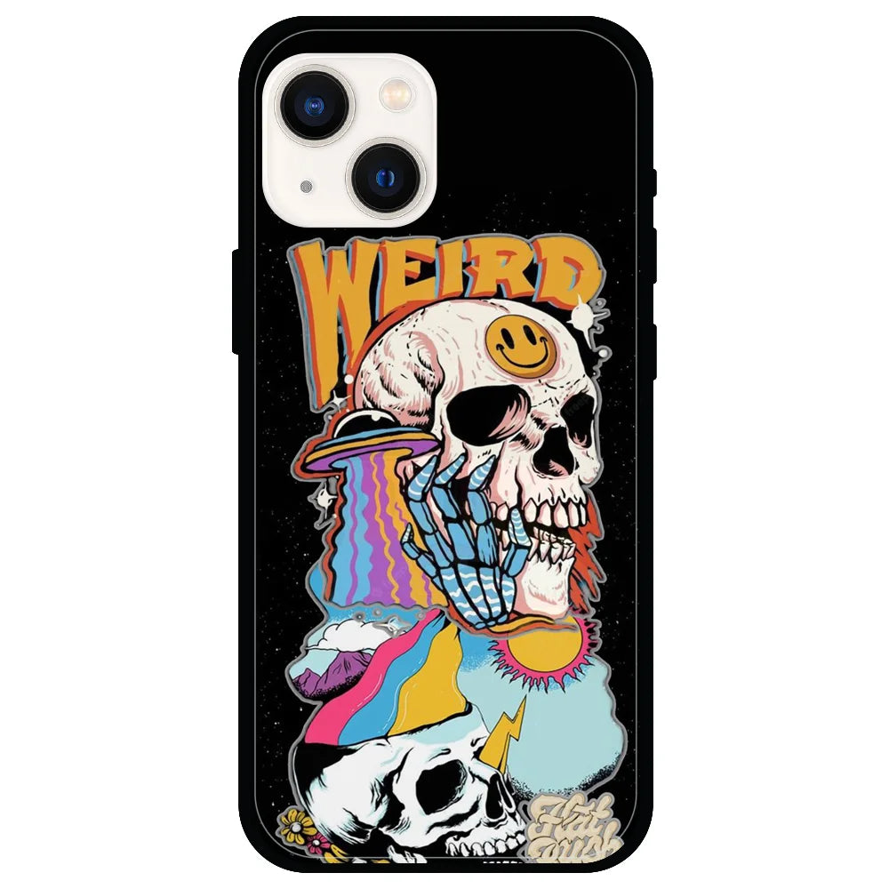 Weird Skull Graffiti - Glossy Metal Silicone Case For Apple iPhone Models- Apple iPhone 13