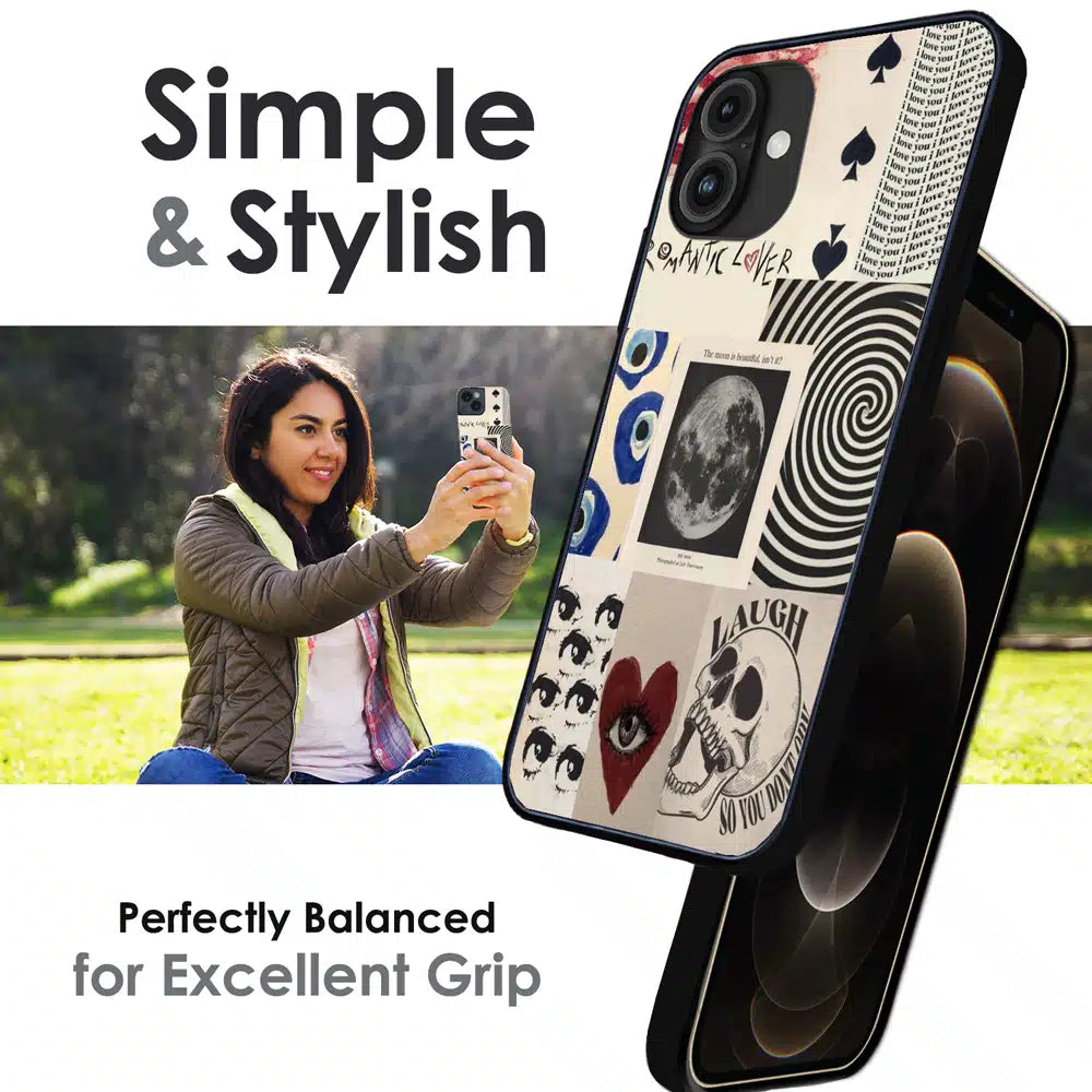 Romantic Art Collage - Glossy Metal Silicone Case For Apple iPhone Infographic