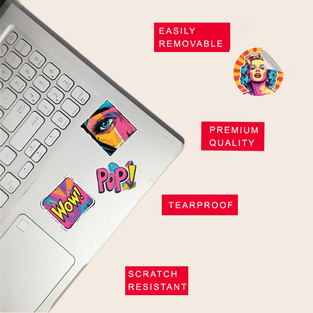 Pop Art Diva Sticker Bundle – 46 Waterproof Aesthetic Stickers for Phone Cases, Clear Covers, Journals, Scrapbooks & More