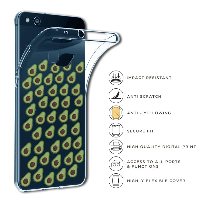 Avocado - Clear Printed Silicon Case For Motorola Models infographic