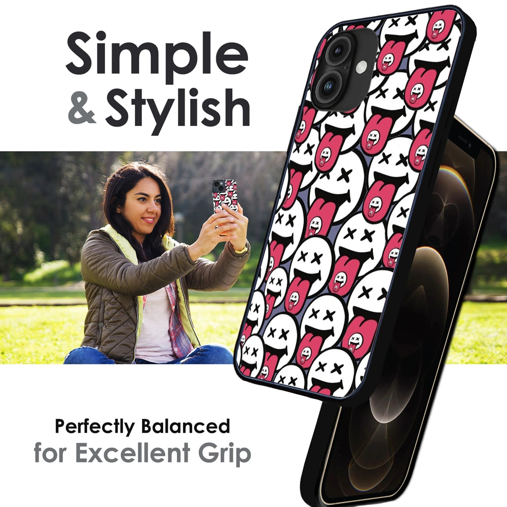 Funny Cartoon Faces - Glossy Metal Silicone Case For Apple iPhone Infographic