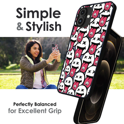 Funny Cartoon Faces - Glossy Metal Silicone Case For Apple iPhone Infographic