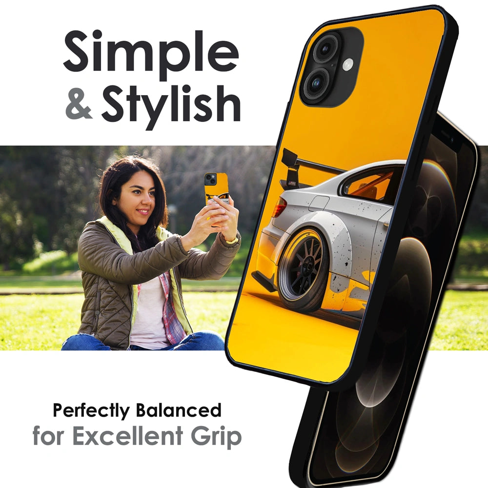 Sport Car Yellow Background - Glossy Metal Silicone Case For Apple iPhone Infographic