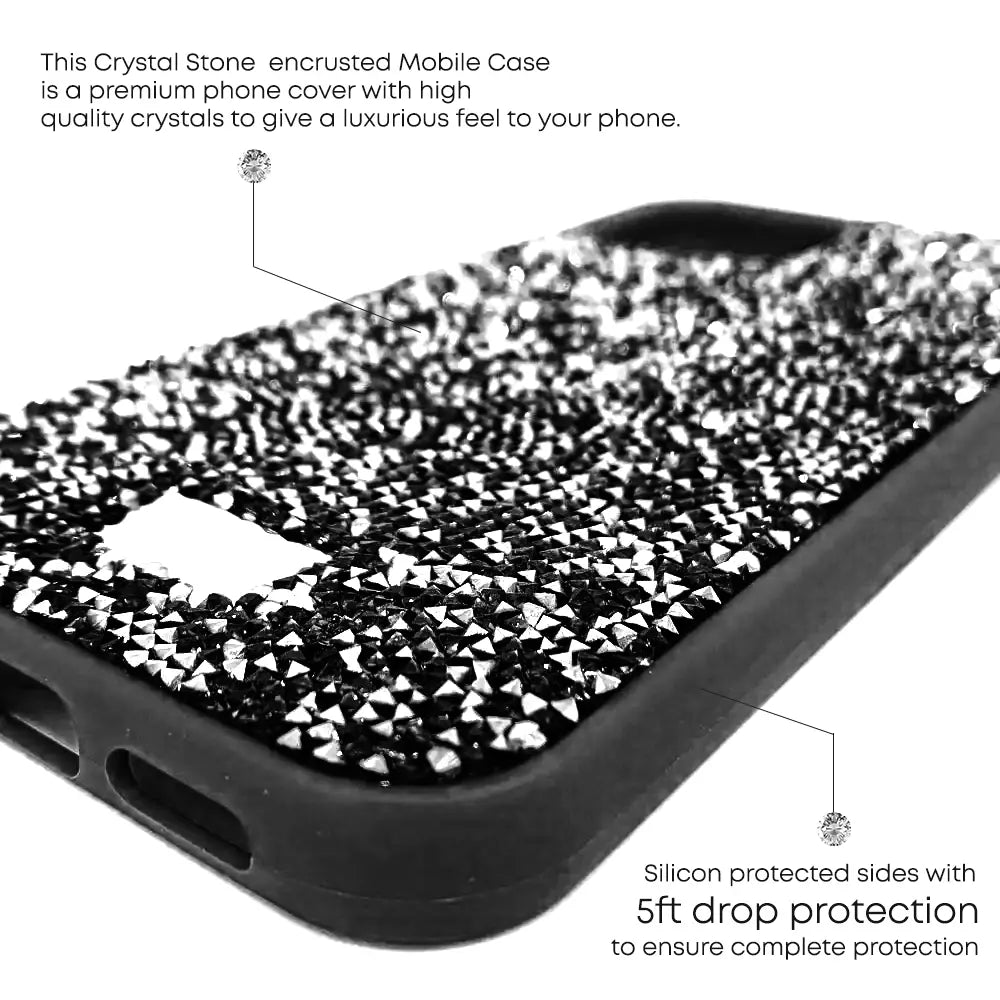 Crystal Stone Premium Cases For iPhone Models- Black