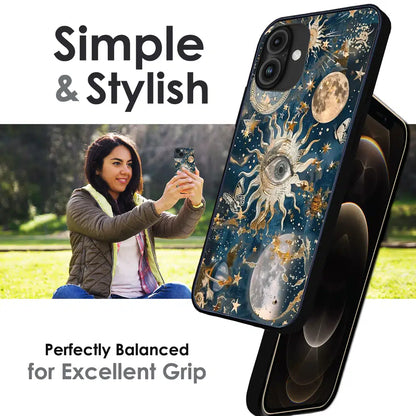 Mystic Cosmic Eye Galaxy - Glossy Metal Silicone Case For Apple iPhone Infographic