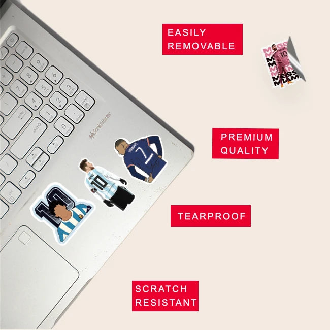 Football Stickers Pack – 42+ Soccer Star Waterproof Stickers Infographic