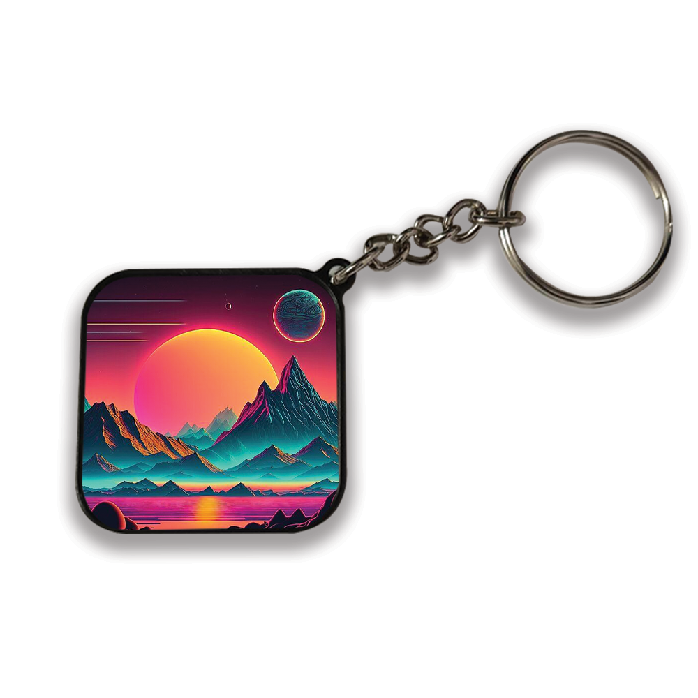 Sunset At The Mountains - Keychain SQUARE