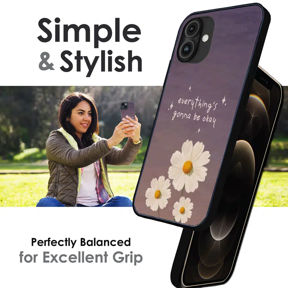 Everything’s Gonna Be Okay Daisy - Glossy Metal Silicone Case For Apple iPhone Infographic