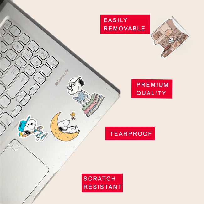 Snoopy Stickers Pack – 42+ Cute Waterproof Cartoon Stickers Infographic