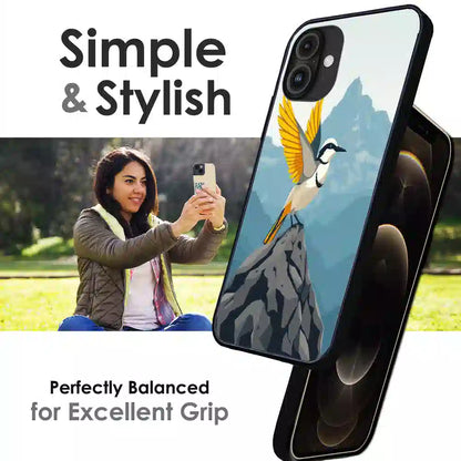 Mountain Bird Freedom Art - Glossy Metal Silicone Case For Apple iPhone Infographic
