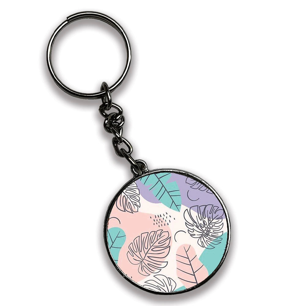 Floral - A Combo Of 4 Silver Border Keychains