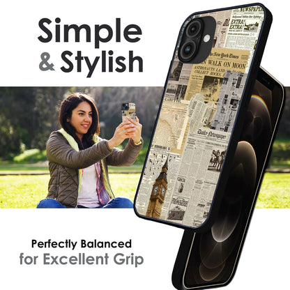 Vintage Newspaper Collage - Glossy Metal Silicone Case For Apple iPhone Infographic