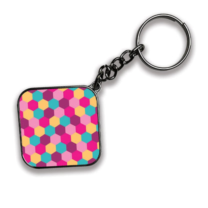 Geometric - A Combo Of 4 Silver Border Keychains