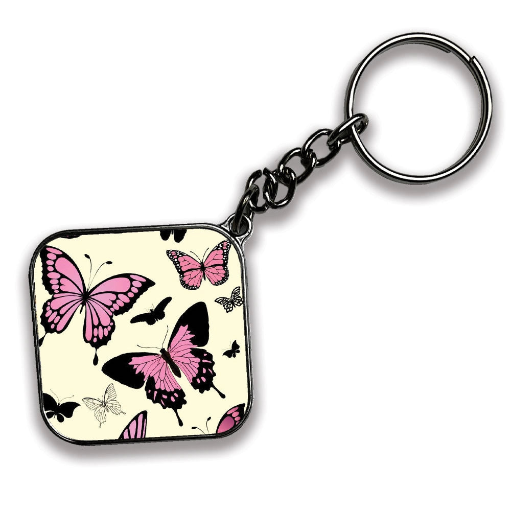 Butterfly - A Combo Of 4 Silver Border Keychains