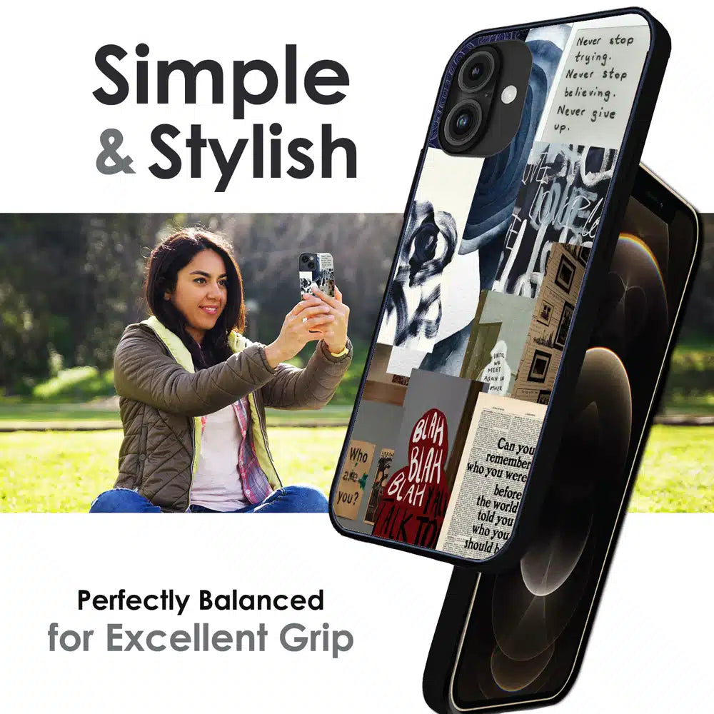 Blue Motivational Collage - Glossy Metal Silicone Case For Apple iPhone Infographic
