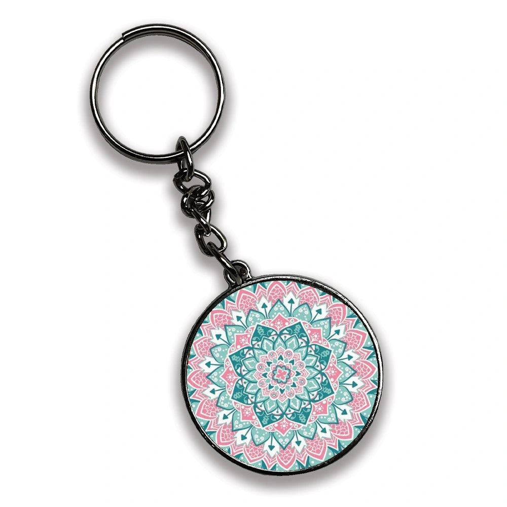 Mandala - A Combo Of 4 Silver Border Keychains