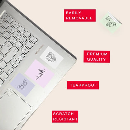 Minimal Aesthetic Stickers Pack – 42+ Pastel Line Art Stickers Infographic