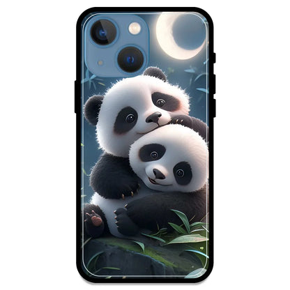 Cute Pandas - Glossy Metal Silicone Case For Apple iPhone Models