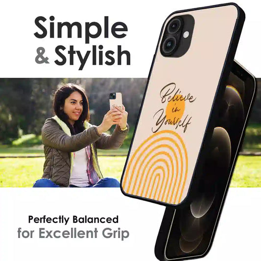 Believe in Yourself Minimal - Glossy Metal Silicone Case For Apple iPhone Infographic