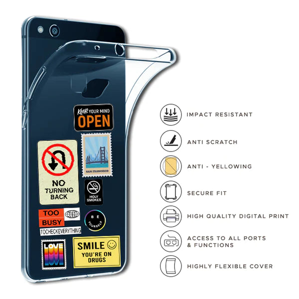 Retro Labels - Clear Printed Case For Samsung Models infographic