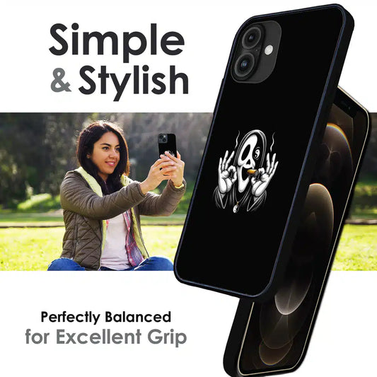 Smoky Skull Chill - Glossy Metal Silicone Case For Apple iPhone Infographic