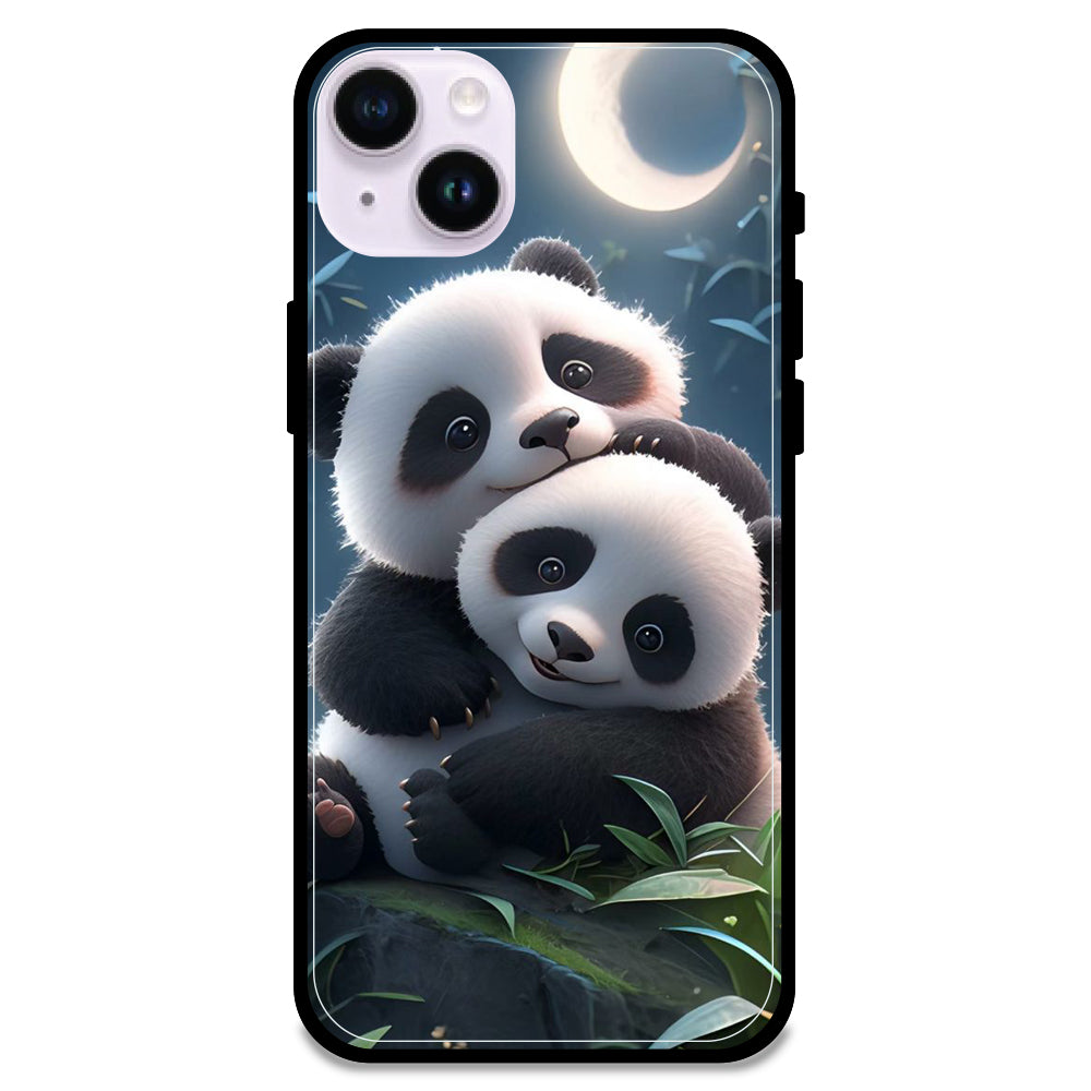 Cute Pandas - Glossy Metal Silicone Case For Apple iPhone Models