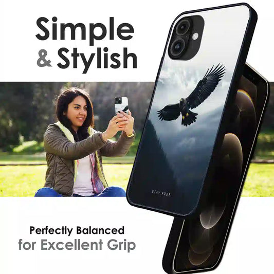 Stay Free Eagle Flight - Glossy Metal Silicone Case For Apple iPhone Infographic