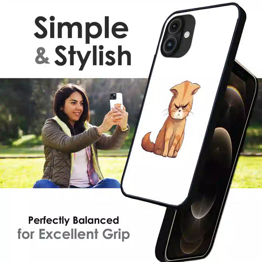 Grumpy Ginger Cat - Glossy Metal Silicone Case For Apple iPhone Infographic
