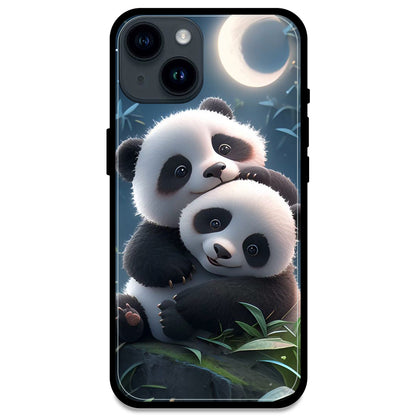 Cute Pandas - Glossy Metal Silicone Case For Apple iPhone Models