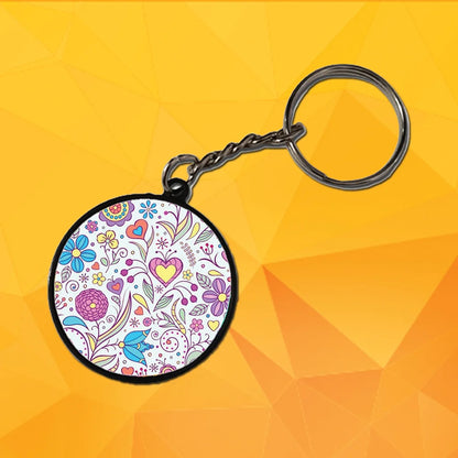 Floral - A Combo Of 4 Black Border Keychains