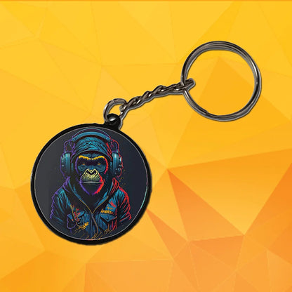 DJ Animals  - A Combo Of 4 Black Border Dual Printed Keychains