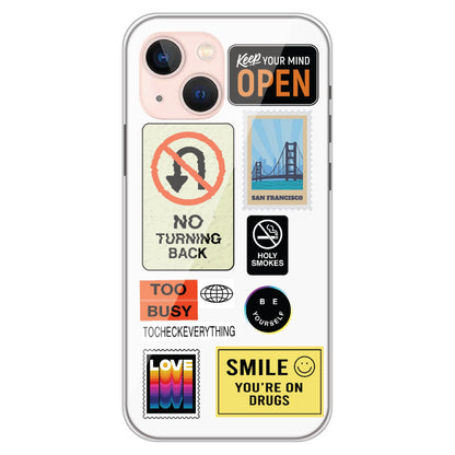 Retro Labels - Clear Printed Case For Apple iPhone Models iphone 13