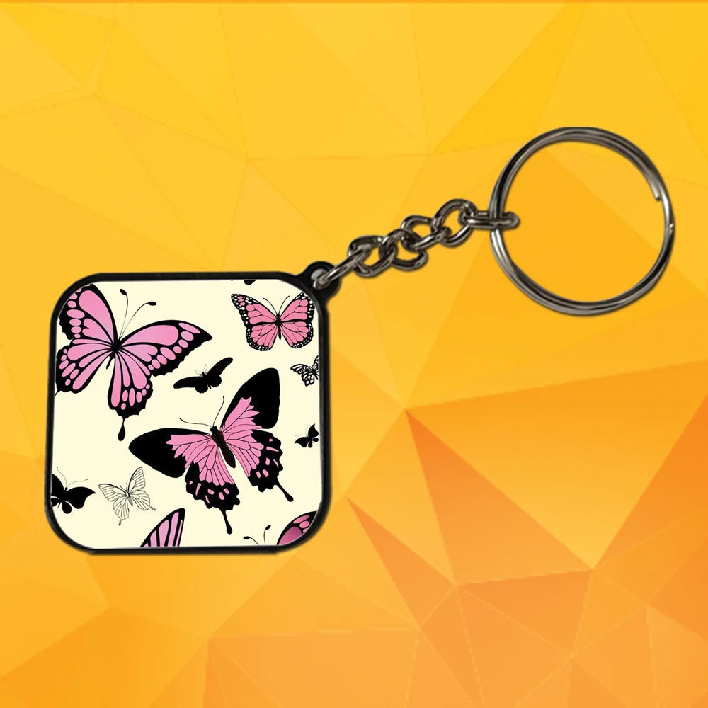 Butterfly - A Combo Of 4 Black Border Keychains