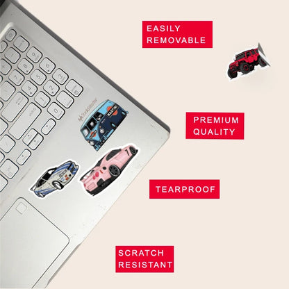  Car Racing Stickers Pack – 40 Supercar Waterproof Stickers Infographic